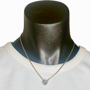 Avon Cubic Zirconia Pendant Necklace Octagon Shaped with Gold Chain